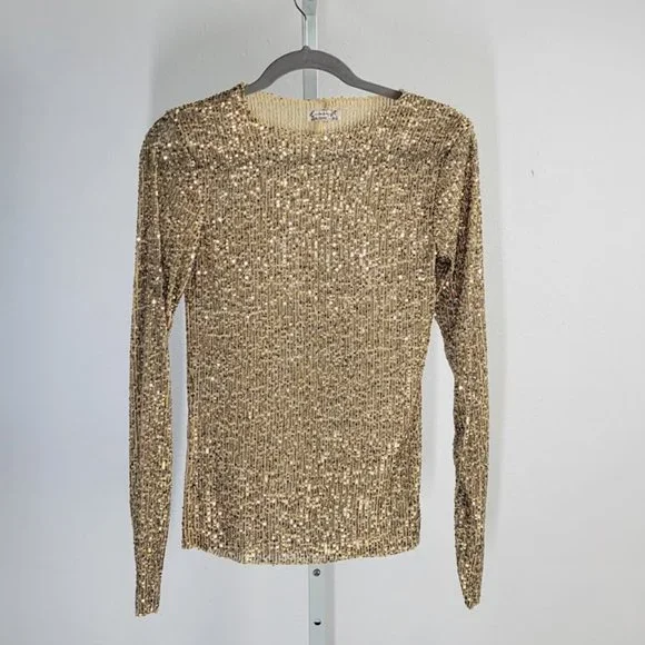 FREE PEOPLE INTIMATELY gold rush long sleeve top Sz XS NEW - Picture 9 of 11